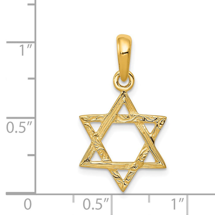 Million Charms 14K Yellow Gold Themed Religious Jewish Star Of David Pendant