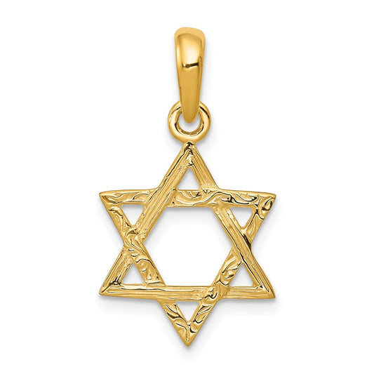 Million Charms 14K Yellow Gold Themed Religious Jewish Star Of David Pendant