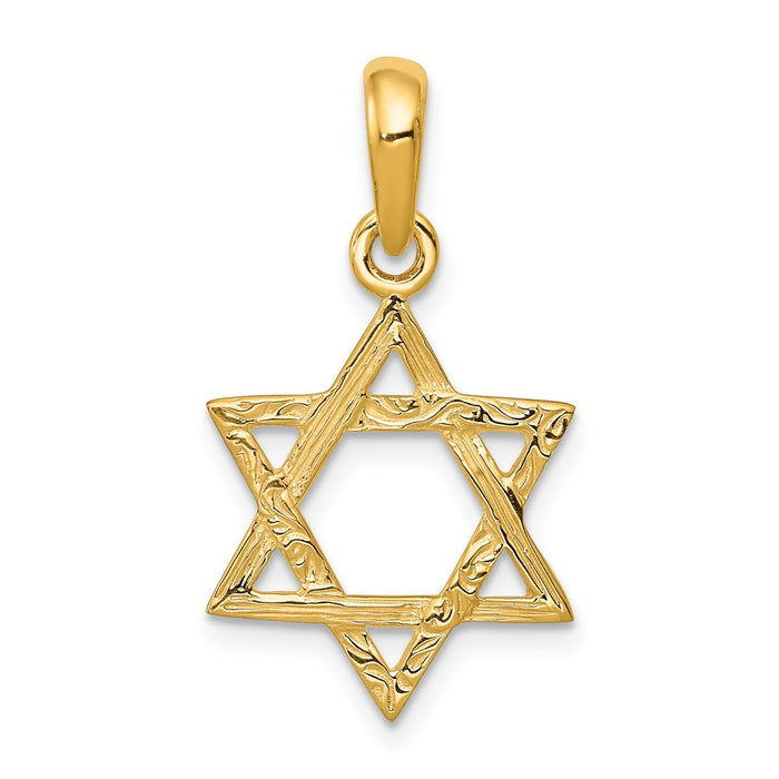 Million Charms 14K Yellow Gold Themed Religious Jewish Star Of David Pendant