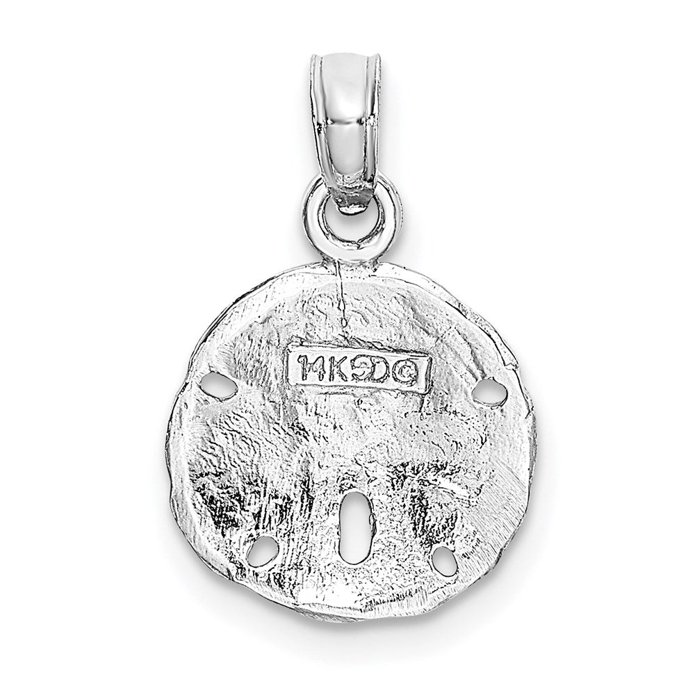 Million Charms 14K White Gold Themed Polished Sand Dollar Pendant
