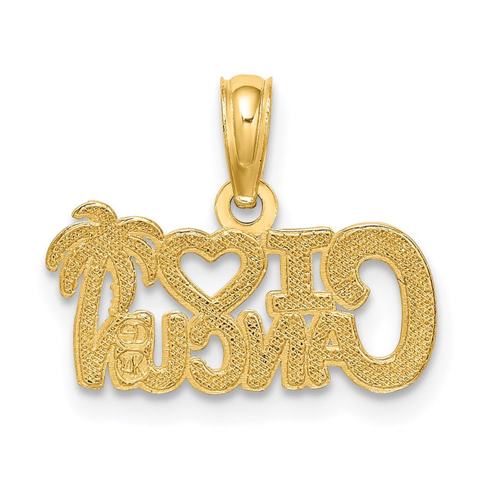 Million Charms 14K Yellow Gold Themed I Heart Cancun Cut-Out Charm