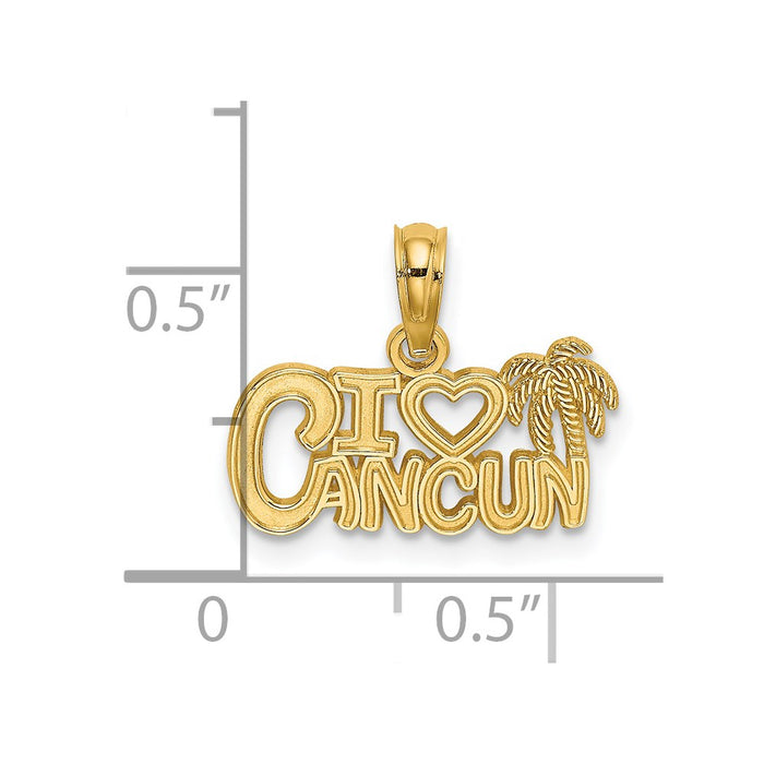 Million Charms 14K Yellow Gold Themed I Heart Cancun Cut-Out Charm