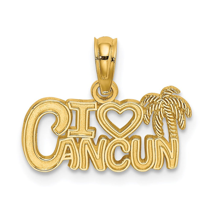 Million Charms 14K Yellow Gold Themed I Heart Cancun Cut-Out Charm