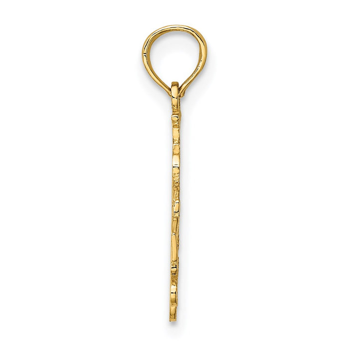 Million Charms 14K Yellow Gold Themed I Heart Las Vegas With Dice Engraved Charm