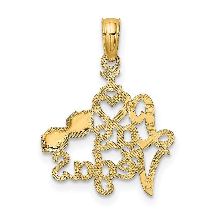 Million Charms 14K Yellow Gold Themed I Heart Las Vegas With Dice Engraved Charm