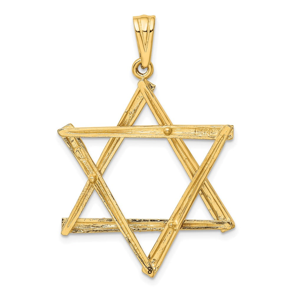 Million Charms 14K Yellow Gold Themed Religious Jewish Star Of David Pendant