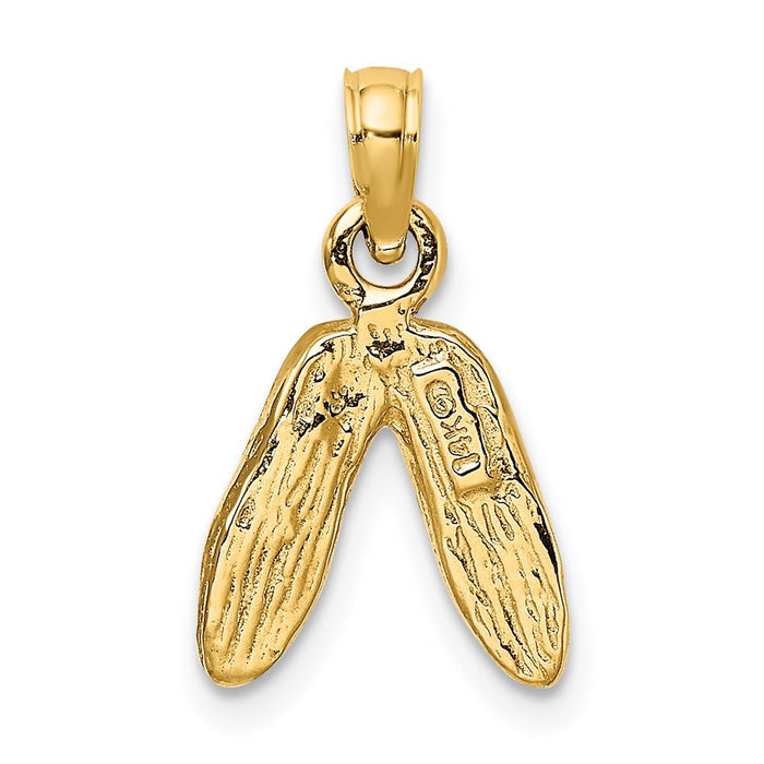 Million Charms 14K Yellow Gold Themed Gold Themed Polished Textured Ballerina Slippers Charm