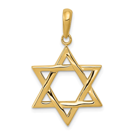 Million Charms 14K Yellow Gold Themed Religious Jewish Star Of David Pendant