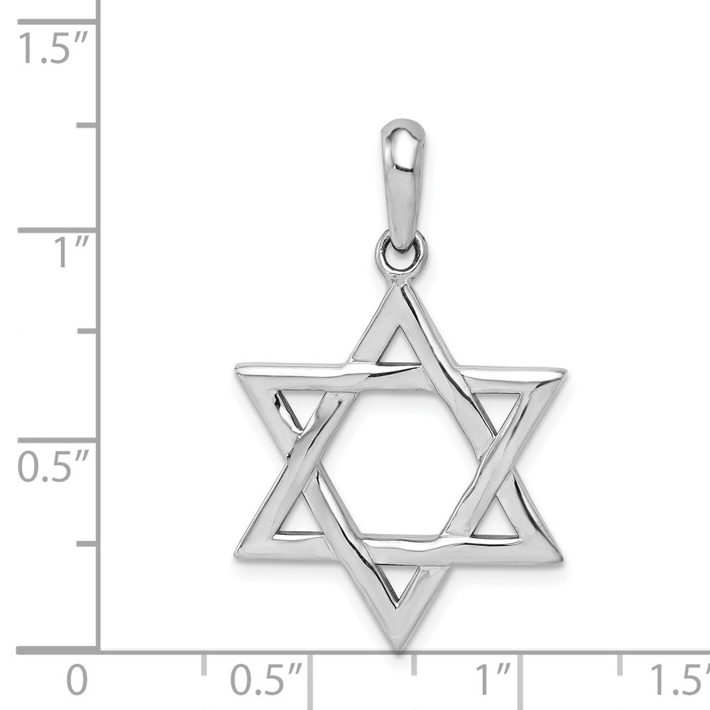 Million Charms 14K White Gold Themed Religious Jewish Star Of David Pendant