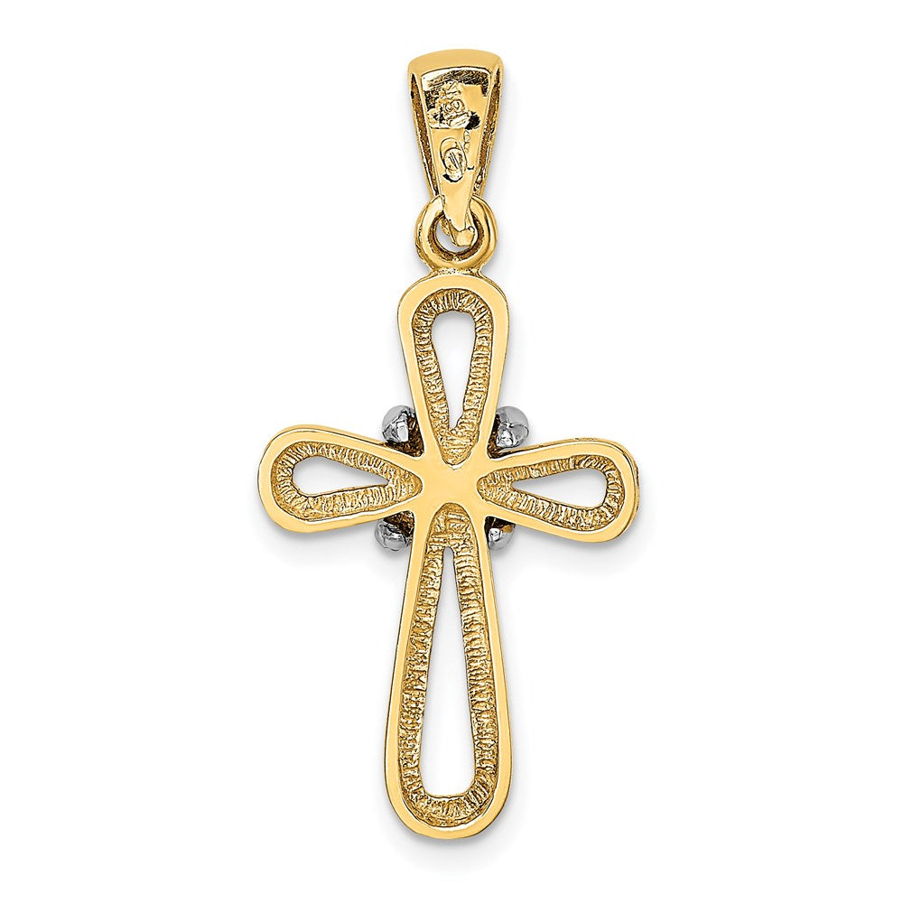 Million Charms 14K Yellow & White Gold Themed Relgious Cross With X Center Pendant
