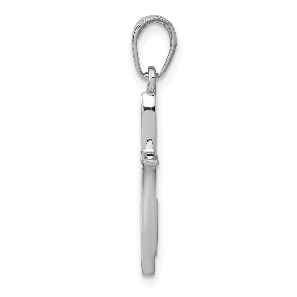 Million Charms 14K White Gold Themed Polished Stick Relgious Cross With Tapered Ends Pendant