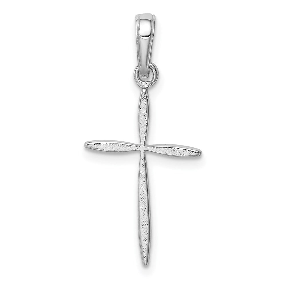 Million Charms 14K White Gold Themed Polished Stick Relgious Cross With Tapered Ends Pendant