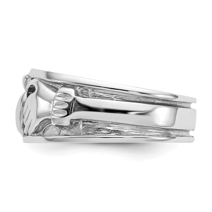 14k White Gold Claddagh Ring, Size: 6