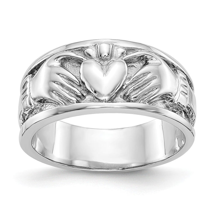 14k White Gold Claddagh Ring, Size: 6