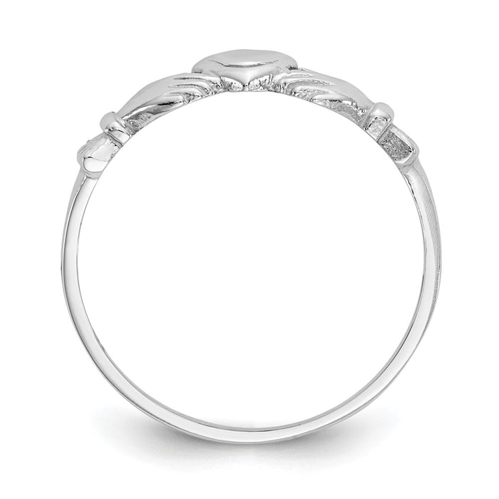 14k White Gold Child's Claddagh Ring, Size: 4