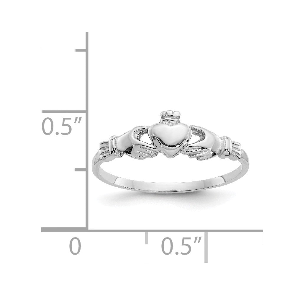 14k White Gold Child's Claddagh Ring, Size: 4
