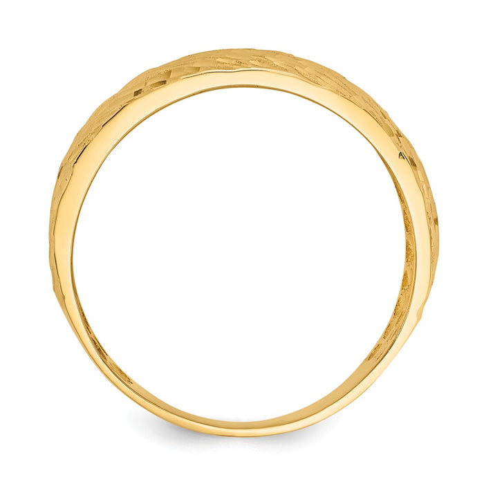 14k Yellow Gold Gold Polished Textured Dome Ring, Size: 7