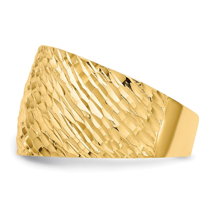 14k Yellow Gold Gold Polished Textured Dome Ring, Size: 7