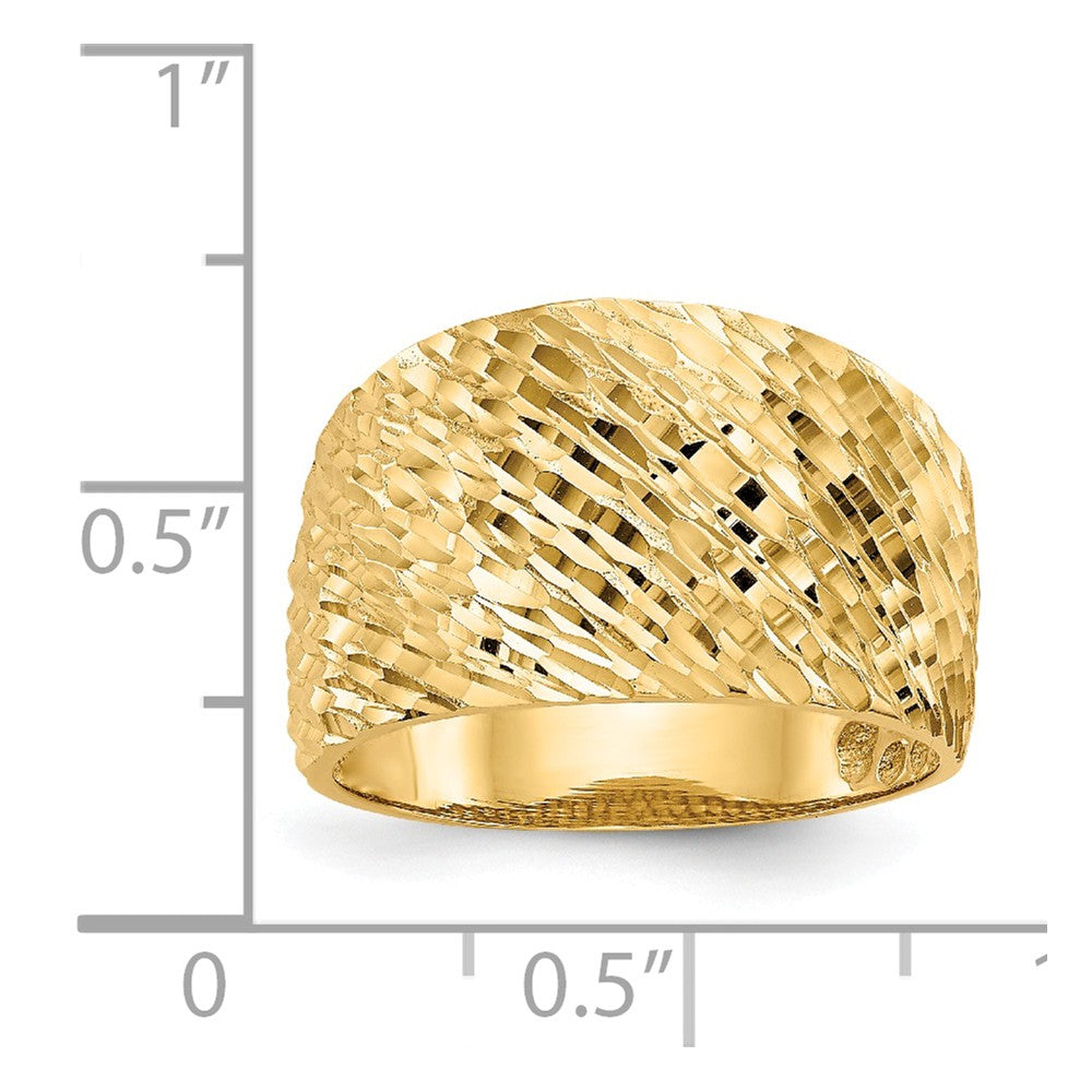 14k Yellow Gold Gold Polished Textured Dome Ring, Size: 7