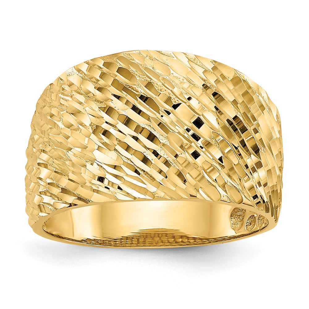 14k Yellow Gold Gold Polished Textured Dome Ring, Size: 7