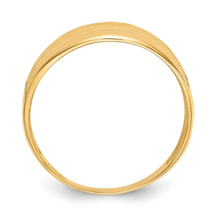 14k Yellow Gold Gold Polished Diamond-cut Four Ridge Fashion Dome Ring, Size: 7