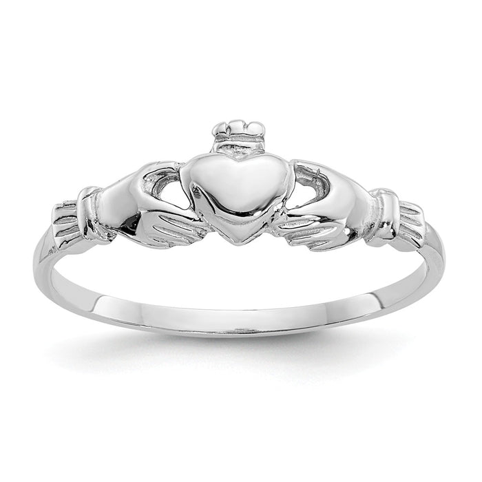 14k White Gold Child's Claddagh Ring, Size: 4