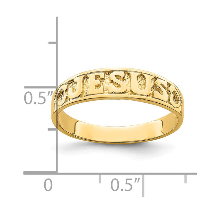 14k Yellow Gold Gold Polished Jesus with Hearts Ring, Size: 7