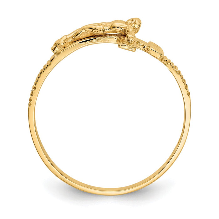 14k Yellow Gold Gold Polished Jesus Wedding Band Ring, Size: 6