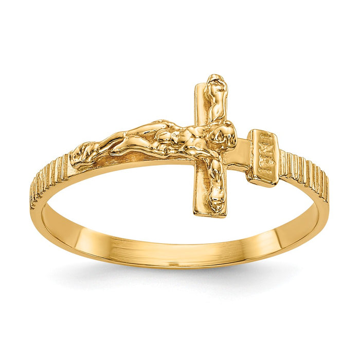 14k Yellow Gold Gold Polished Jesus Wedding Band Ring, Size: 6