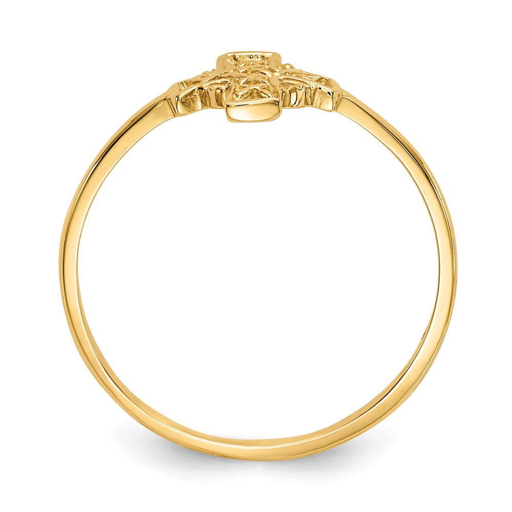 14k Yellow Gold Polished Celtic Cross Ring, Size: 7