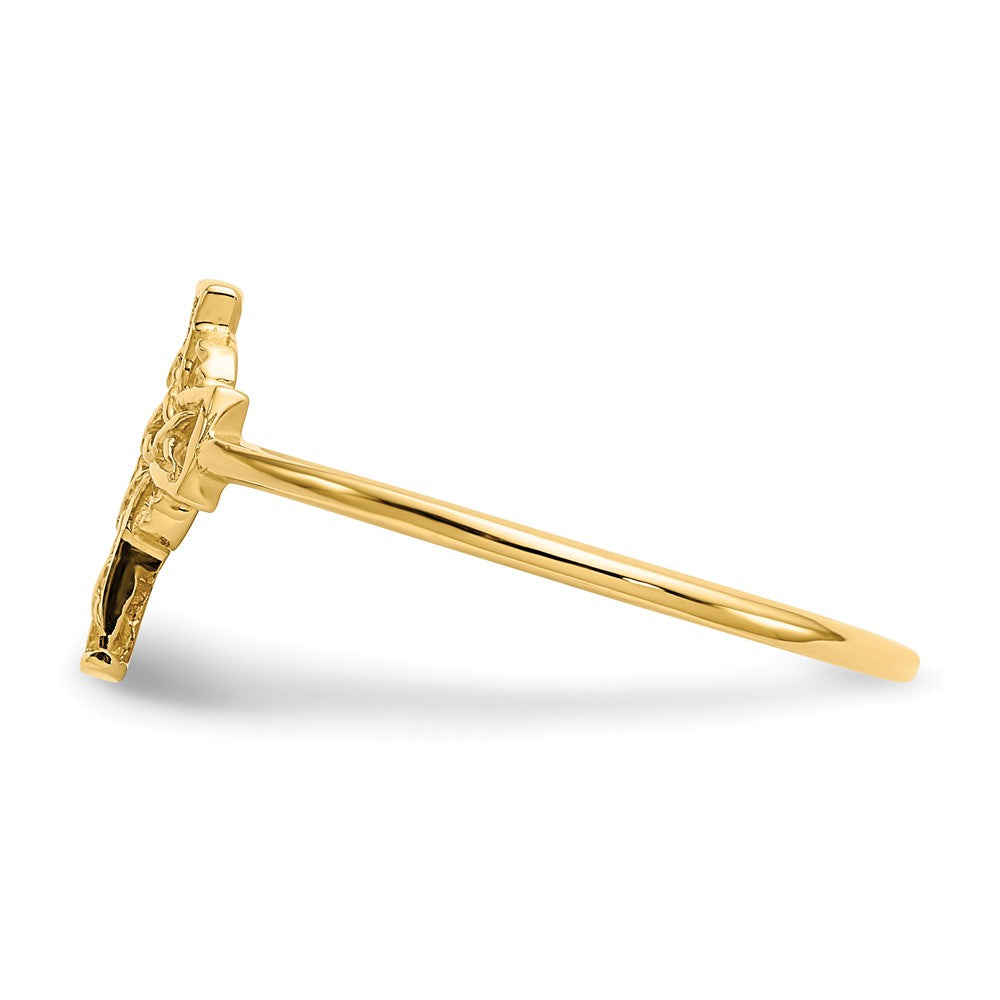14k Yellow Gold Polished Celtic Cross Ring, Size: 7