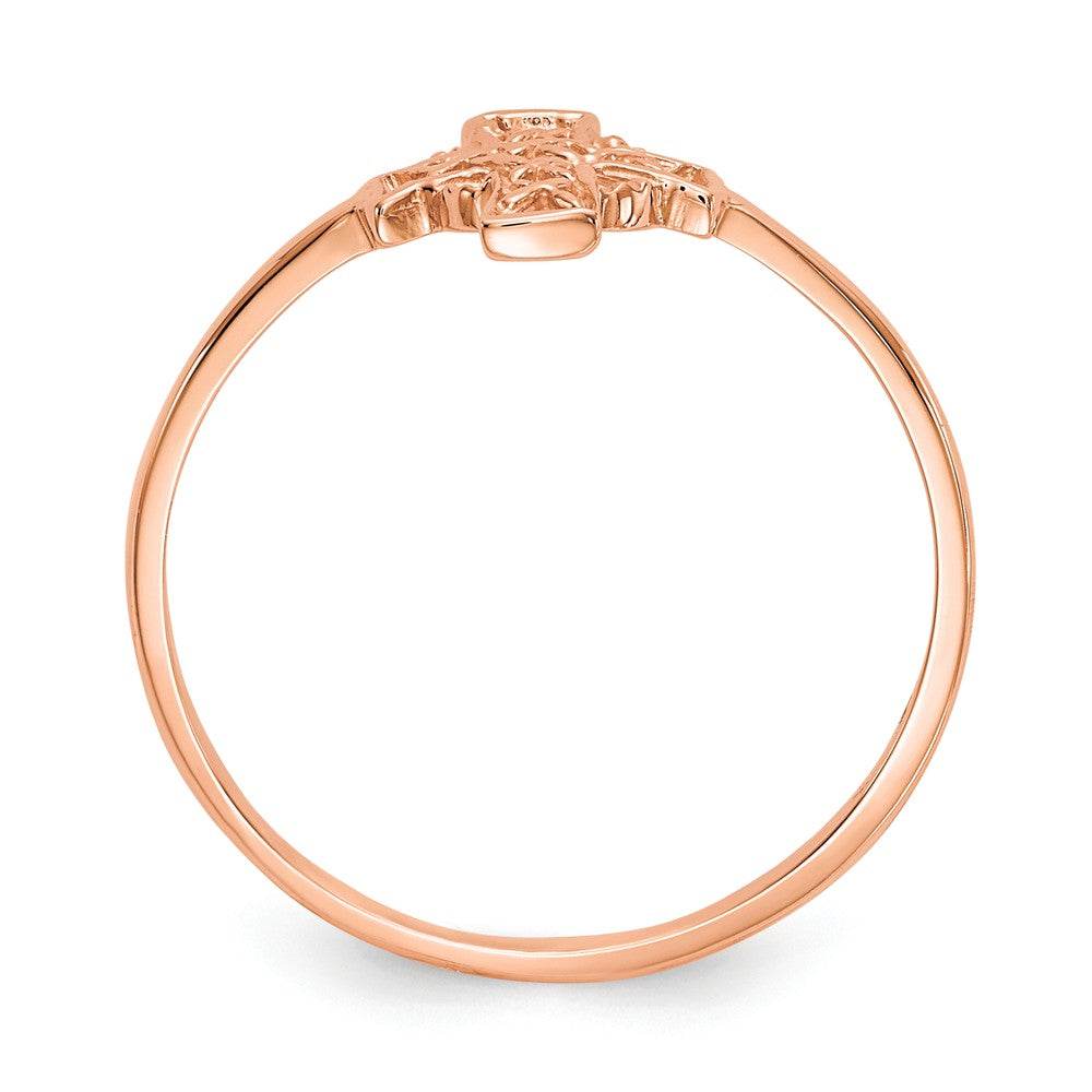 14k Rose Gold Polished Celtic Cross Ring, Size: 7