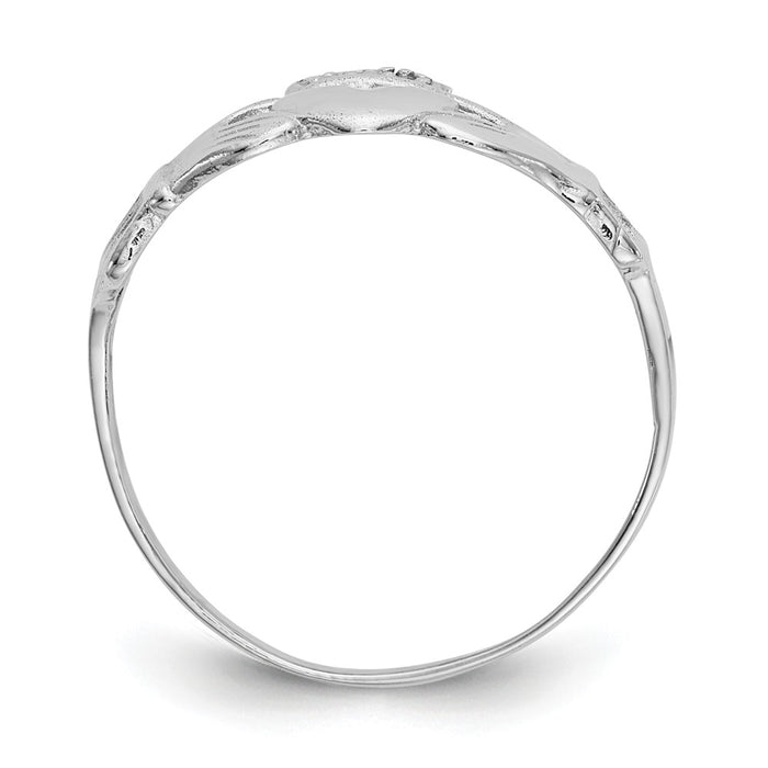 14k White Gold Polished Claddagh Ring, Size: 7