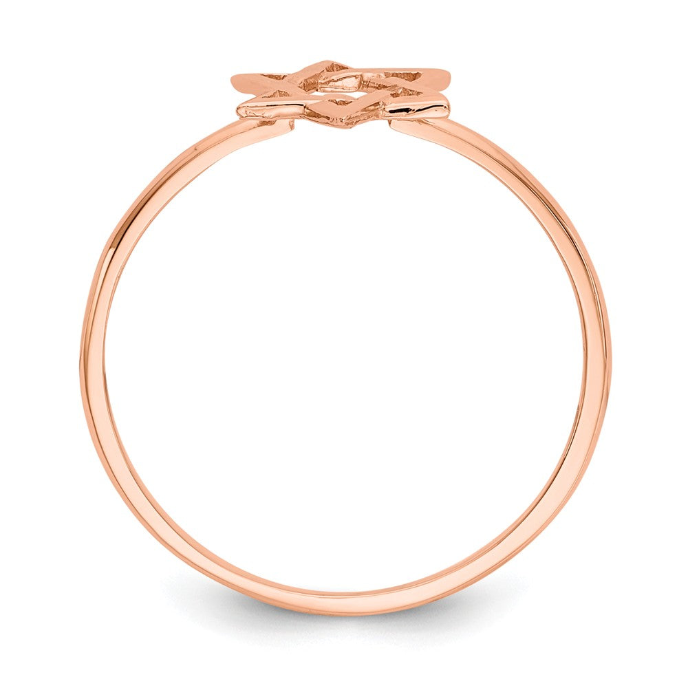 14k Rose Gold Polished Star of David Ring, Size: 7