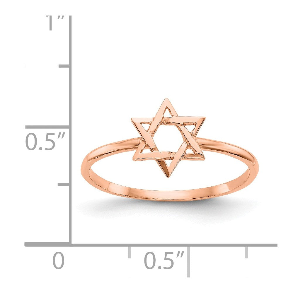 14k Rose Gold Polished Star of David Ring, Size: 7