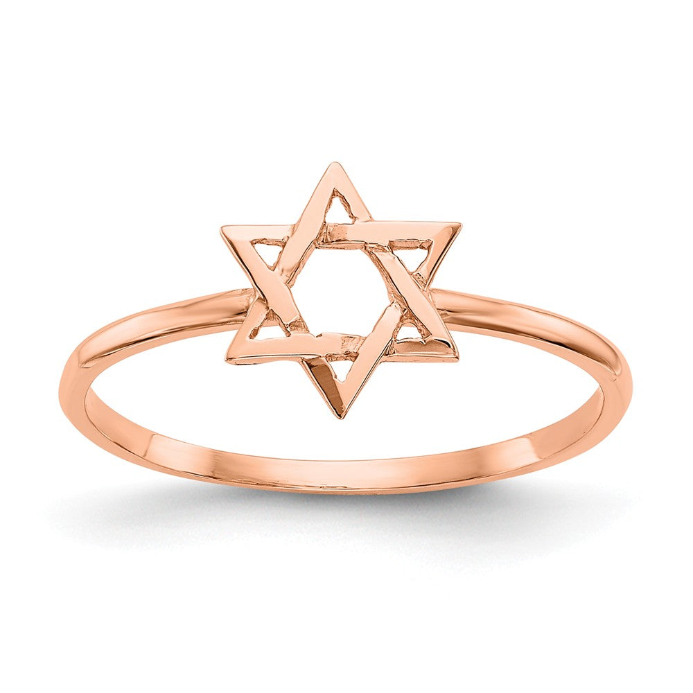 14k Rose Gold Polished Star of David Ring, Size: 7