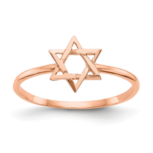 14k Rose Gold Polished Star of David Ring, Size: 7