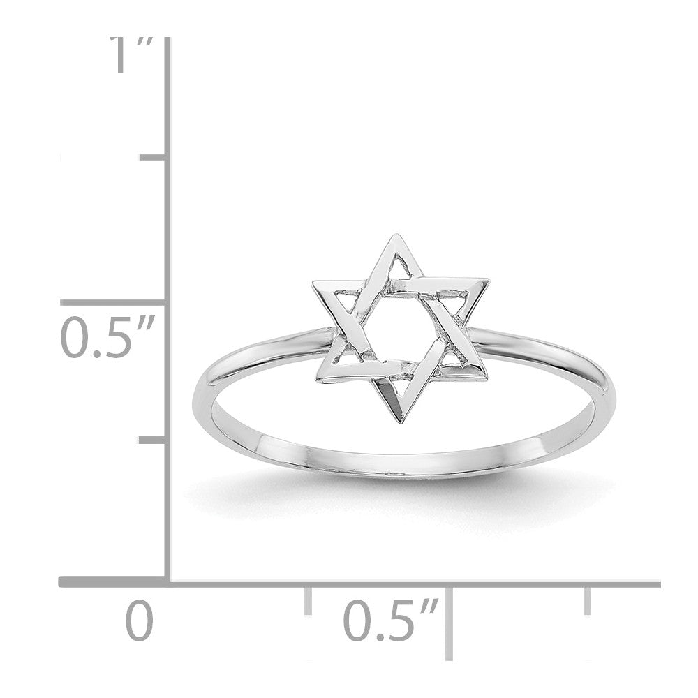14k White Gold Polished Star of David Ring, Size: 7