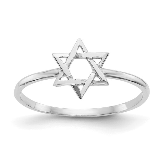 14k White Gold Polished Star of David Ring, Size: 7