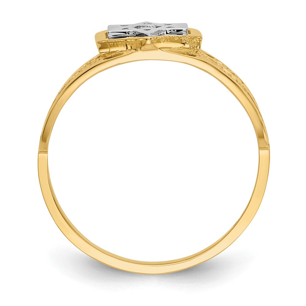 14k Two-Tone Gold Polished Star of David Ring, Size: 7
