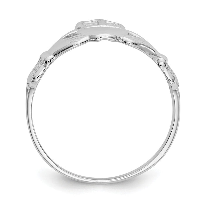 14k White Gold Polished Claddagh Ring, Size: 6