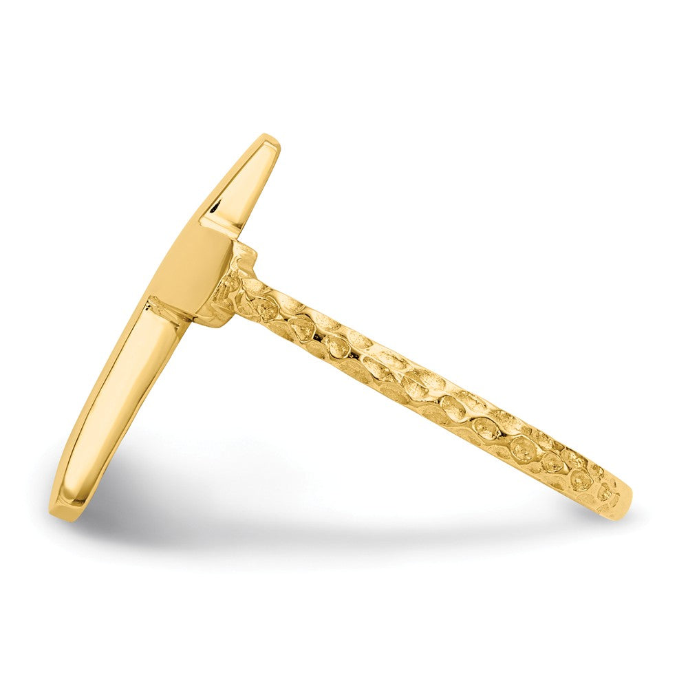 14k Yellow Gold Polished Textured Cross Ring, Size: 7