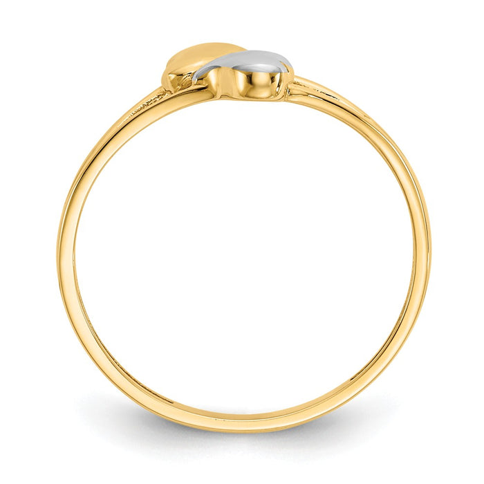 14k with Rhodium Double Heart Ring, Size: 7