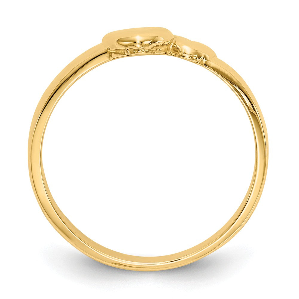 14k Yellow Gold Gold Polished Adjoining Hearts Ring, Size: 6.25