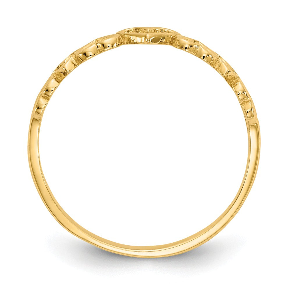 14k Yellow Gold Hearts Ring, Size: 7