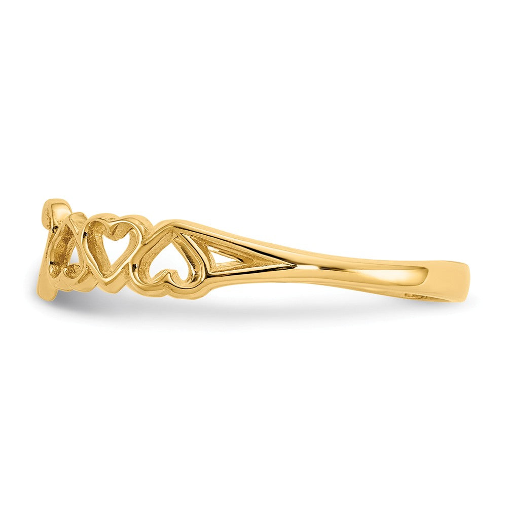 14k Yellow Gold Hearts Ring, Size: 7