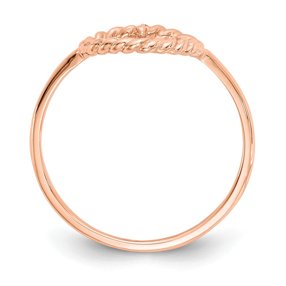 14k Rose Gold Polished & Textured Heart Ring, Size: 7
