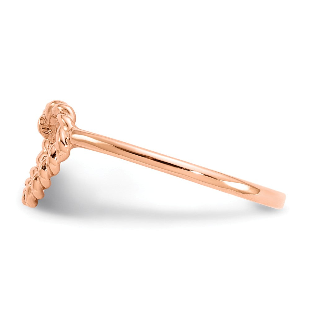 14k Rose Gold Polished & Textured Heart Ring, Size: 7