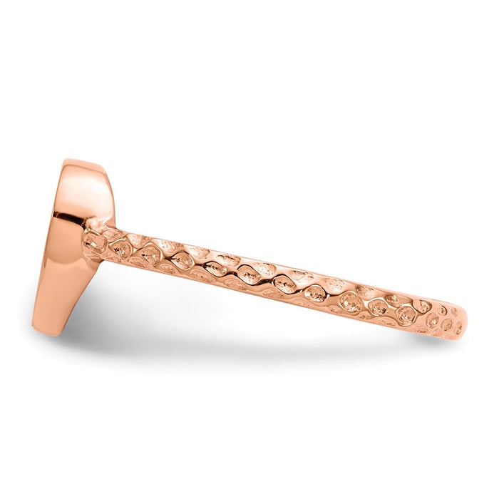 14k Rose Gold Polished Textured Heart Ring, Size: 7