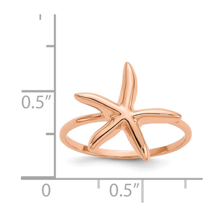 14k Rose Gold Polished Starfish Ring, Size: 7